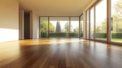 Obraz premium Modern empty room with parquet floor