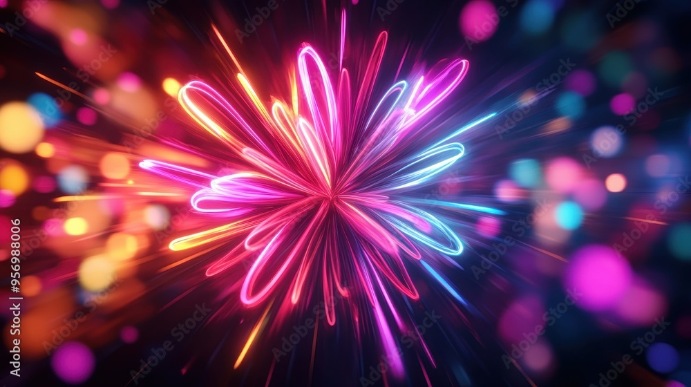 Poster vibrant explosion of colorful light, creating a dynamic and energetic visual effect. perfect for bac