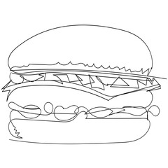 continuous line drawing food grilling barbeque hotdog icon