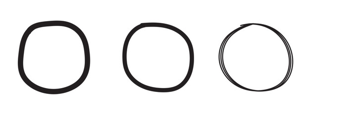 Circle frame set. Round frame set. Geometric line circle design frames. Round shape borders. Hand drawning circle line sketch set. Vector graphic EPS 10