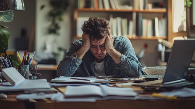 A scene of someone managing their workload, taking regular breaks to avoid burnout and maintain a healthy pace