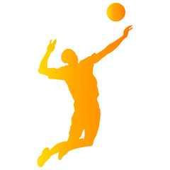 Volleyball Player Silhouette with Colorful Cartoon Design. Vector Graphic Illustration