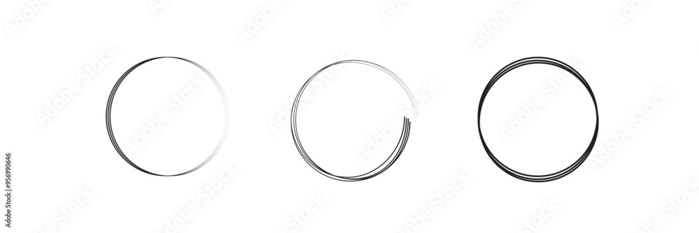 Poster circle line sketch icon in hand drawn style. circular scribble doodle vector illustration on isolate