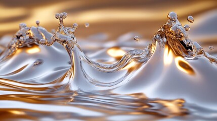 Metallic Liquid Splash: A splash of metallic liquid, like silver and gold, frozen in mid-air, with the colors blending and reflecting light.
