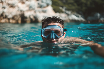 Naklejka premium person in a swimming pool