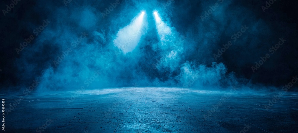 Poster the background for display products wall is an empty dark blue abstract cement wall and studio room 