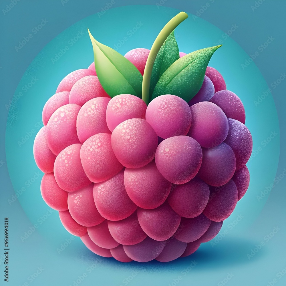 Poster a vibrant and detailed 3d illustration of a single raspberry. perfect for adding a touch of sweetnes