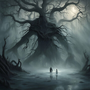 Evil dark swamp