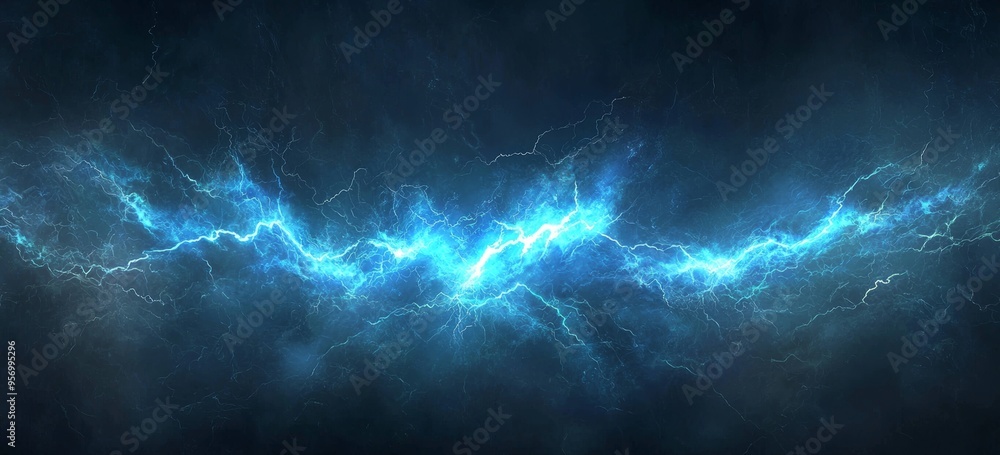 Aufkleber lightning flash on dark background, banner design. thunderstorm.