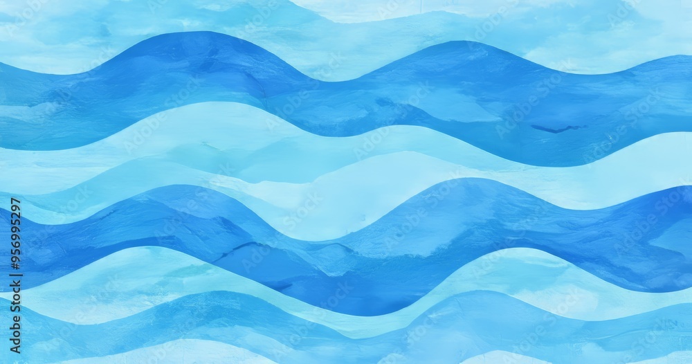 Aufkleber Animated abstract watercolor background with turquoise sea waves pattern gradient for textures and web banners. Blue azure turquoise abstract watercolor background for textures and web banners