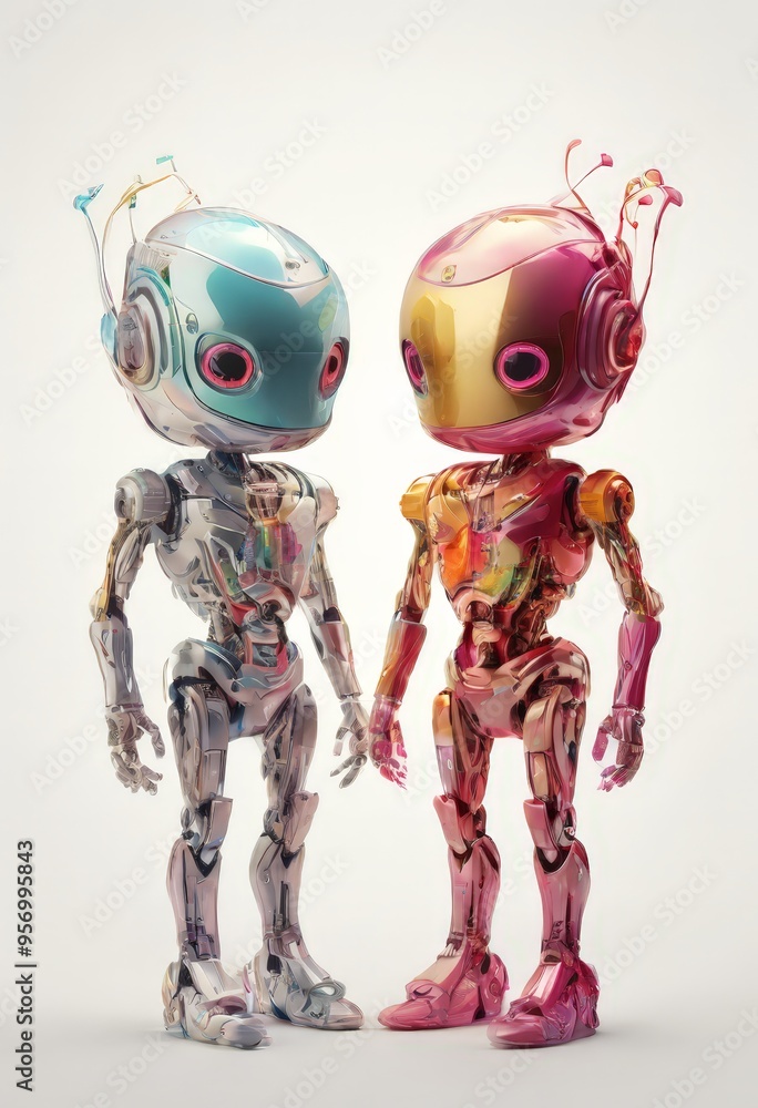 Poster two robots standing next to each other