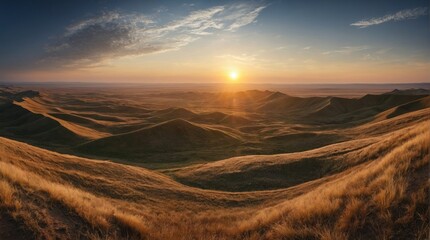 Naklejka premium Beautiful sun over the hills