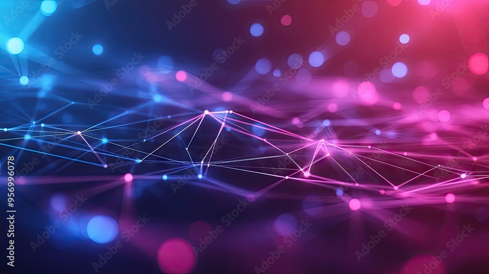 Poster a high-tech background with abstract digital connections, representing data transfer and security in