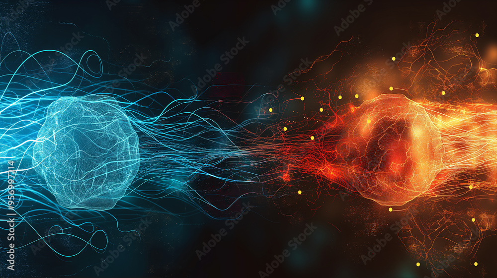 Poster Abstract digital technology background, Algorithm Efficiency: A comparison between two algorithms, illustrating the concept of algorithmic efficiency.