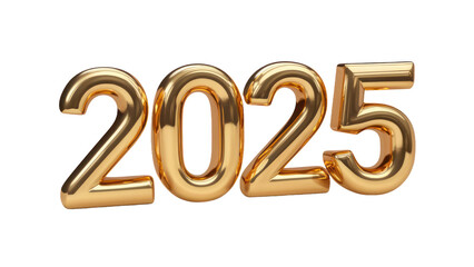 Happy New Year 2025 Number Isolated on White Background