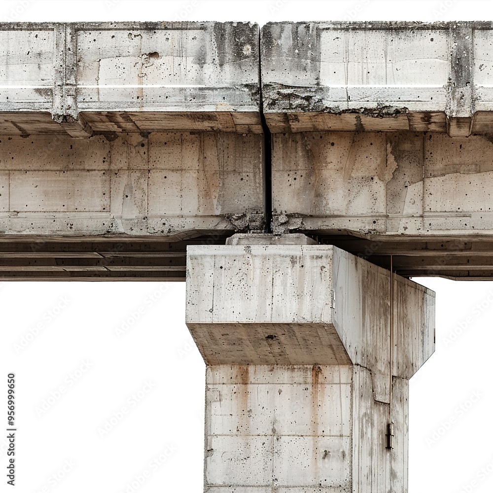 Poster Heavy Concrete Bridge Structure on white 