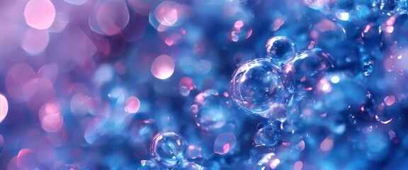 blue and pink background with bubbles