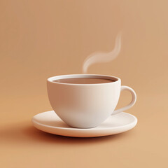White coffee cup. Realistic hot drink americano or espresso, morning breakfast. Clean 3d white cup, drinking background