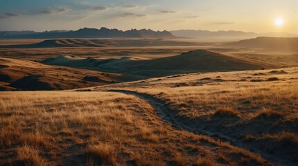 Fototapeta premium Steppes and mountains, landscape