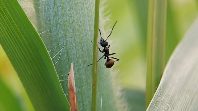 MACRO VIDEO OF FORMICA FUSCA ANT. Wild animal life