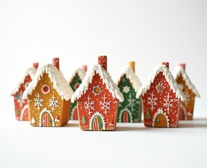 Naklejka premium a set of ginger houses on a white background