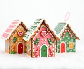 a set of ginger houses on a white background