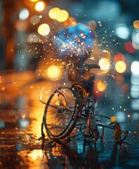 bicycle with sparks coming out it