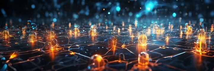 abstract technology background with glowing lines and lights