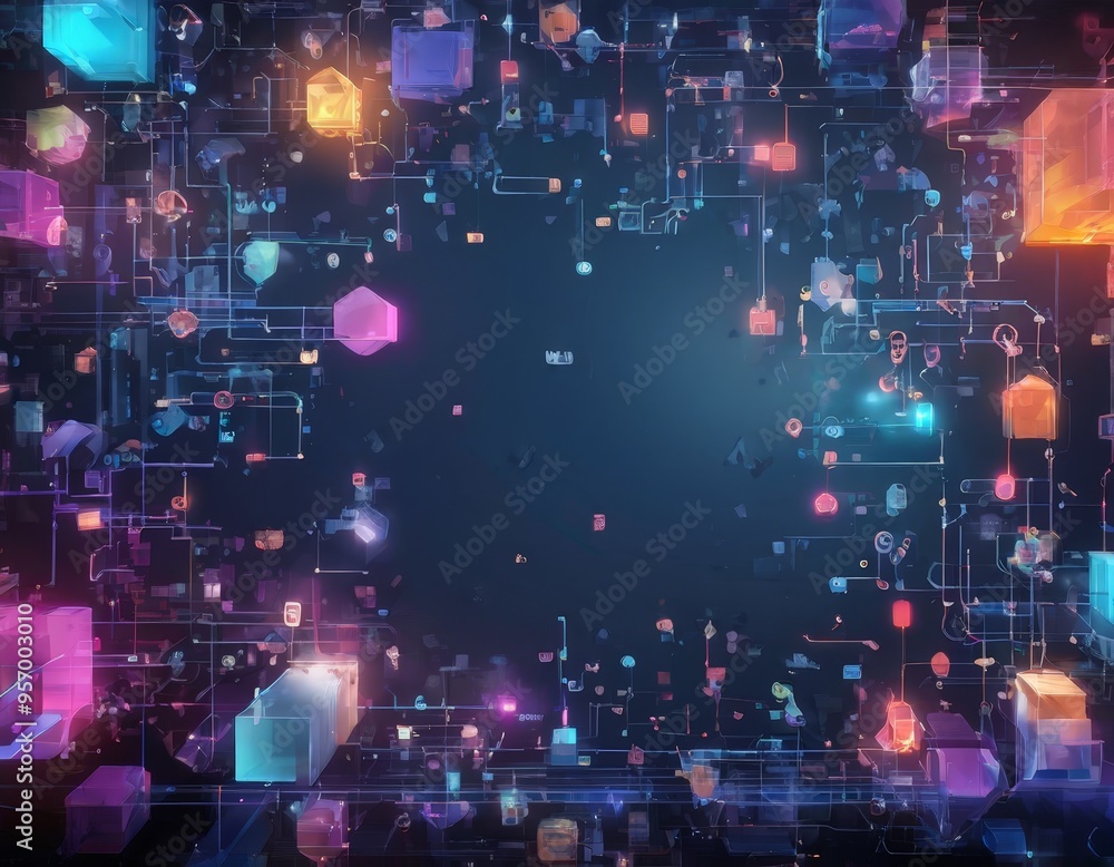 Poster abstract technology background with colorful cubes