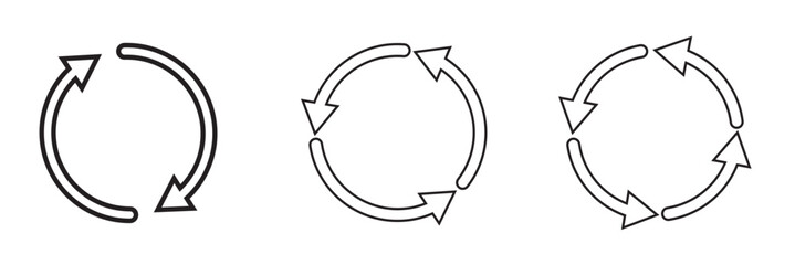 Recycle. Recycle vector icon. Recycle symbol icon. Circle Arrow icon set vector illustration, refresh, reload, Set of circle arrows rotating, different circular arrows of black color isolated, recycle