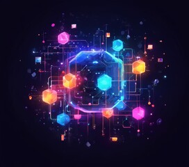 abstract technology background with colorful shapes