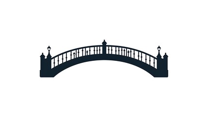 Obraz premium Minimalist Flat Vector Logo of Historic Bridge on White Background