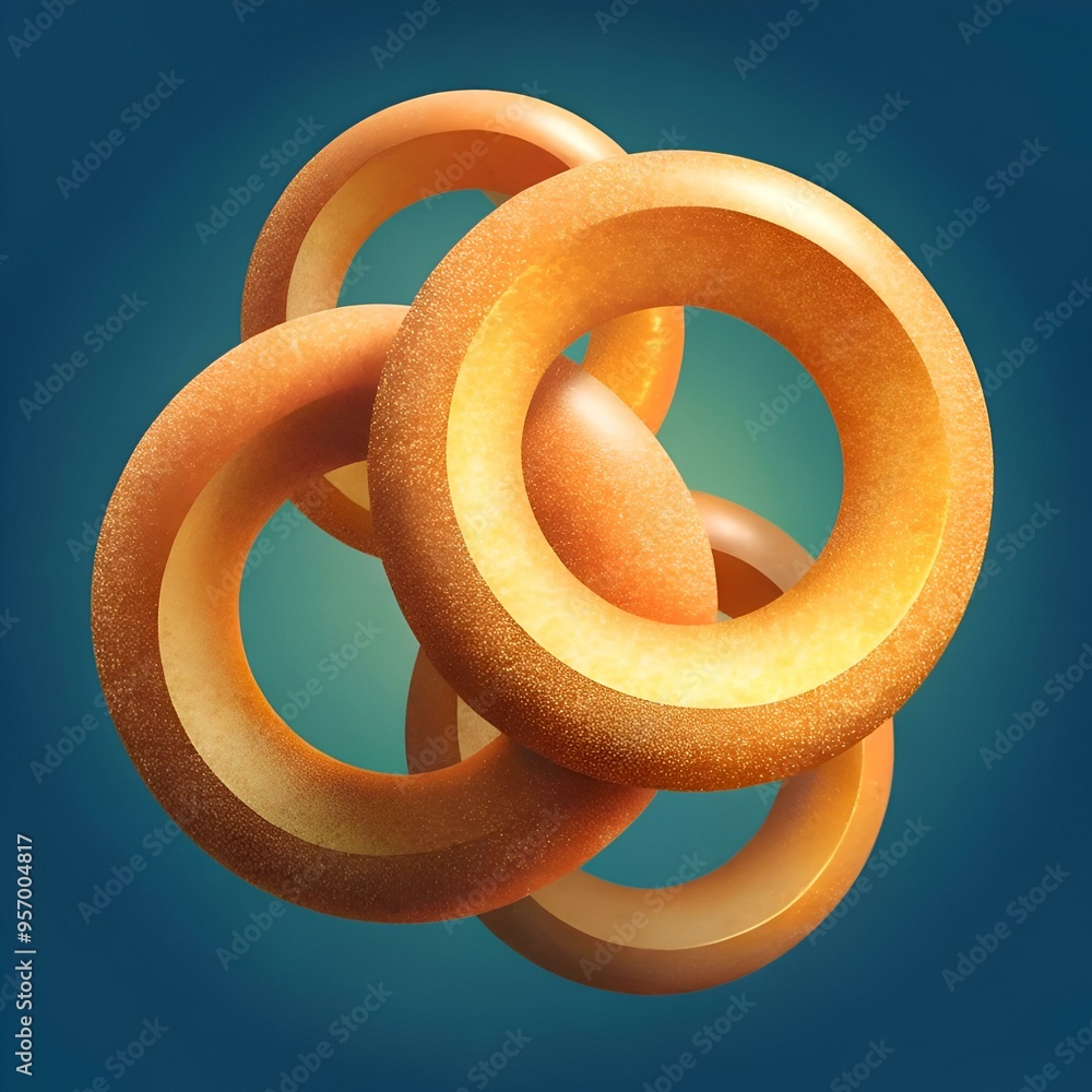 Poster abstract golden rings intertwine in a mesmerizing pattern.