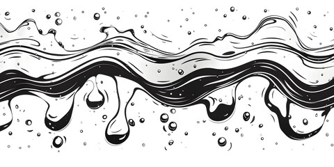 Fototapeta premium Chaotic Aquatic Pattern of Stylized Waves and Droplets on Glass Surface