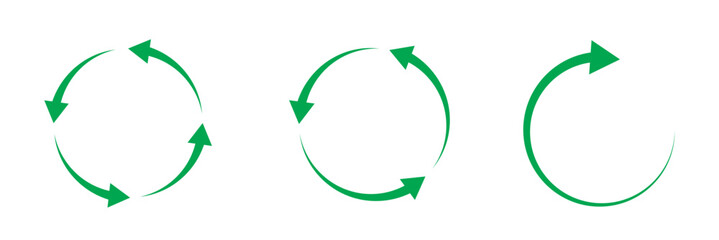 Recycle symbol collection. Set of recycle vector icons. Vector illustration. Recycle sign set. green symbols isolated on white background. Recycle. Recycle vector icon. Recycle symbol icon. 