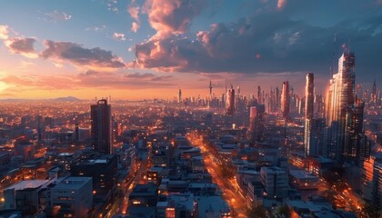 city at sunset