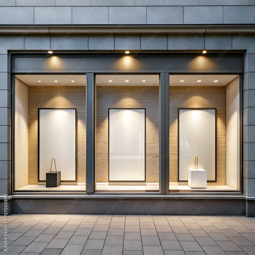 Poster empty storefront window with blank space for your design.