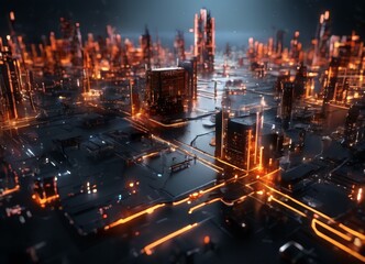 Fototapeta premium city with lots buildings and lights