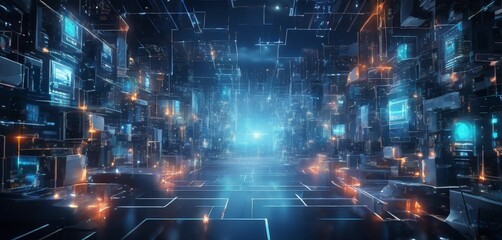 futuristic city with neon lights and neons