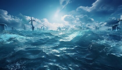 Obraz premium wind turbines in the ocean