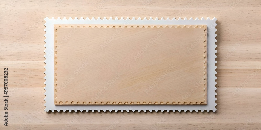 Aufkleber a blank wooden stamp with a white border. perfect for adding your own message or design.