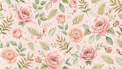 Delicate, intricately designed rose pattern on a soft, pastel pink background, adorned with subtle florals and leaves, perfect for crafts, scrapbooking, and DIY projects.