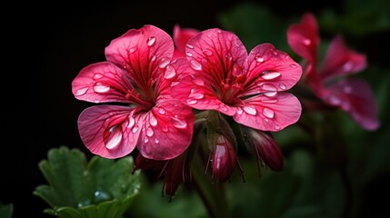 Pink Geranium with Dew Drops