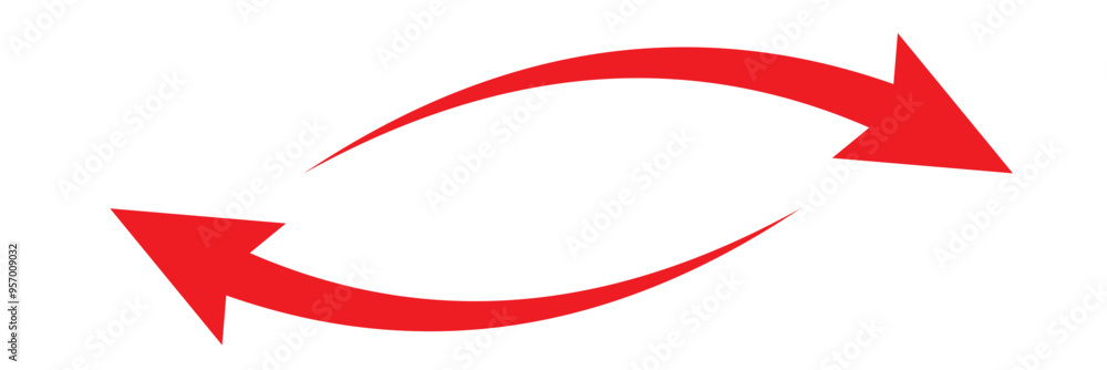 Poster long curved arrow icon vector. red long arrow vector. flat style arrow symbol. red silhouette of lon