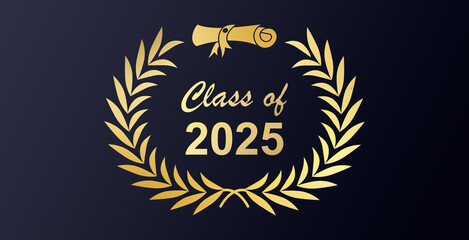 Class of 2025 with academic cap. Template for design party high school or college, graduate invitations.