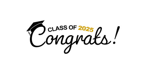 Gold design for graduation ceremony. Class of 2025. Congratulations graduates typography design template for shirt, stamp, logo, card, invitation etc.