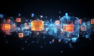 abstract technology background with glowing cubes
