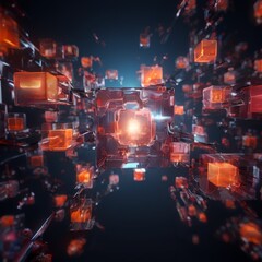 Fototapeta premium 3d cube with bright light coming from it