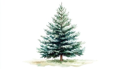 Fototapeta premium Beautiful Watercolor Evergreen Tree Showcasing Nature's Tranquility