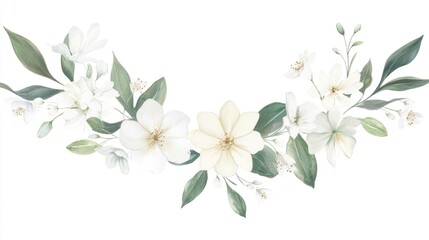 Elegant Watercolor Floral Arrangement: A Whimsical Botanical Illustration for Home Decor